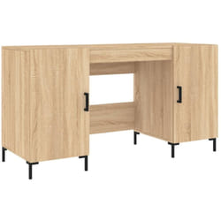 Helloshop26 - Bureau table poste de travail meuble d'ordinateur informatique étude chêne sonoma 140 x 50 x 75 cm bois d'ingénierie brun