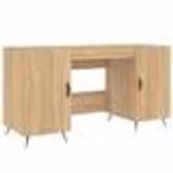 Bureau - Bru - Chêne Sonoma - 140 x 50 x 75 cm - Bois dingénierie - 4 Compartiments de rangement