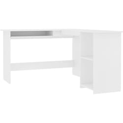 Bureau table poste de travail meuble d'ordinateur informatique étude d'angle en forme de l 120 x 140 x 75 cm blanc