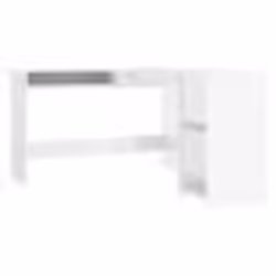Bureau dangle - Non spécifié - Modèle L - Bois dingénierie - Blanc brillant - 2 étagères ouvertes