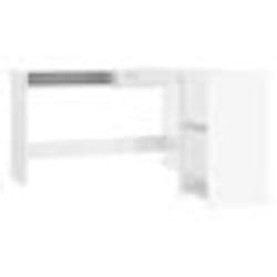 Bureau dangle - Non spécifié - Modèle L - Bois dingénierie - Blanc brillant - 2 étagères ouvertes