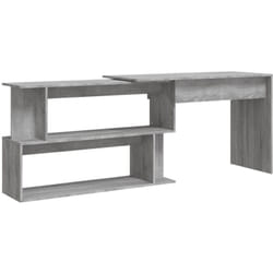 Helloshop26 - Bureau table poste de travail meuble d'ordinateur informatique étude d'angle sonoma 200 x 50 x 76 cm bois d'ingénierie gris