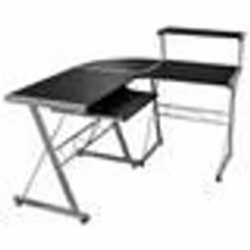 Bureau dangle - Ingénierie - Noir - 132 x 112 x 99 cm - Plateau à clavier coulissant - Design contemporain