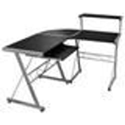 Bureau dangle - Ingénierie - Noir - 132 x 112 x 99 cm - Plateau à clavier coulissant - Design contemporain