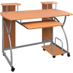 Helloshop26 - Bureau table poste de travail meuble d'ordinateur informatique étude d'ordinateur 110 x 52 x 88,5 cm bois d'ingénierie brun