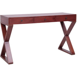 Bureau table poste de travail meuble d'ordinateur informatique étude d'ordinateur 115 x 47 x 77 cm bois d'acajou massif brun