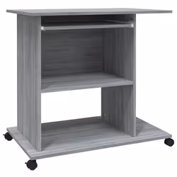 Bureau - SONOMA - 80x50x75 cm - Bois dingénierie - Avec roulettes - Section clavier coulissante