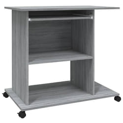Bureau - SONOMA - 80x50x75 cm - Bois dingénierie - Avec roulettes - Section clavier coulissante