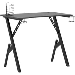 Helloshop26 - Bureau table poste de travail meuble d'ordinateur informatique étude de jeu avec pieds en forme de y 90 x 60 x 75 cm noir