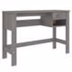 Bureau - HAMAR - 110 x 40 x 75 cm - Bois massif de pin - 1 tiroir - Gris clair
