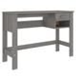 Bureau - HAMAR - 110 x 40 x 75 cm - Bois massif de pin - 1 tiroir - Gris clair