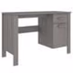 Bureau - HAMAR - 113 x 50 x 75 cm - Bois massif de pin - 1 tiroir - Gris clair