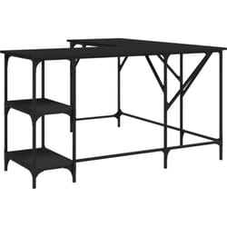 Bureau table poste de travail meuble d'ordinateur informatique étude 139 x 139 x 75 cm bois d'ingénierie noir
