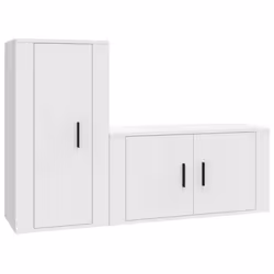 Ensemble de meubles TV - Classique - Bois dingénierie - Blanc - 2 pièces - Design mural