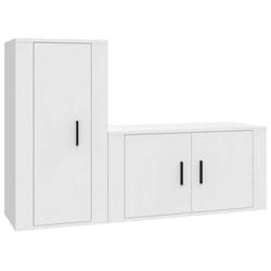 Ensemble de meubles TV - Classique - Bois dingénierie - Blanc - 2 pièces - Design mural