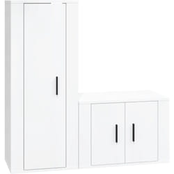 Helloshop26 - Ensemble de meubles armoire buffet tv télévision salon chambre séjour 2 pièces brillant bois d'ingénierie blanc