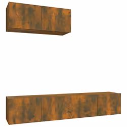 Ensemble de meubles TV - Classique - Chêne fumé - 3 pièces - Bois dingénierie - Design mural
