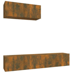 Ensemble de meubles TV - Classique - Chêne fumé - 3 pièces - Bois dingénierie - Design mural