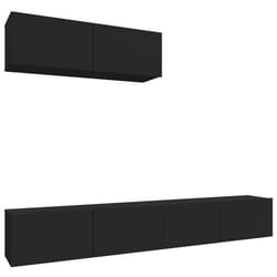 Ensemble de meubles TV - Classique - Noir - Bois dingénierie - 3 pièces - Design mural