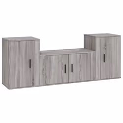 Ensemble de meubles armoire buffet TV television salon chambre sejour 3 pieces sonoma bois d ingenierie gris