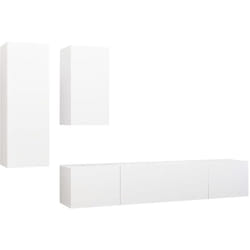 Helloshop26 - Ensemble de meubles armoire buffet tv télévision salon chambre séjour 4 pièces bois d'ingénierie blanc