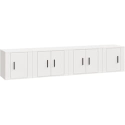 Ensemble de meubles armoire buffet tv télévision salon chambre séjour 4 pièces bois d'ingénierie blanc