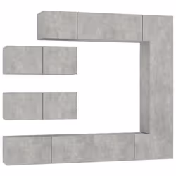 Ensemble de meubles TV - Non spécifié - 7 pièces - Bois dingénierie - Gris béton - Design mural