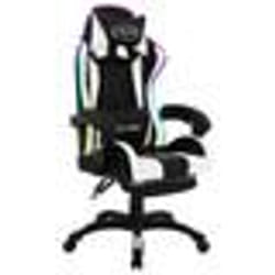 Chaise de bureau - Luxe - Similicuir blanc - LED RVB - Inclinable - Pivotante 360°