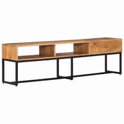 Meuble TV - MA - Bois dacacia - 160 x 30 x 45 cm - Vintage - 1 tiroir - 2 compartiments ouverts