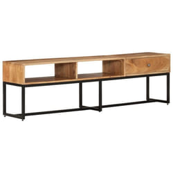 Meuble TV - MA - Bois dacacia - 160 x 30 x 45 cm - Vintage - 1 tiroir - 2 compartiments ouverts