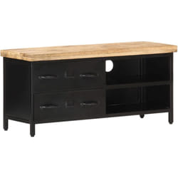 Helloshop26 - Meuble tv multimédia étagère télévision buffet téléviseur salle à manger salon chambre 90 x 30 x 41 cm bois de manguier brut noir
