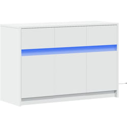 Helloshop26 - Meuble tv multimédia étagère télévision buffet téléviseur salle à manger salon chambre avec led 91 x 34 x 61 cm bois d'ingénierie blanc