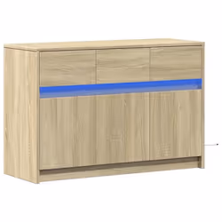 Meuble TV - Multimédia - Chêne Sonoma - LED RGB - 91 x 34 x 61 cm - Rangement spacieux