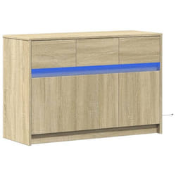 Meuble TV - Multimédia - Chêne Sonoma - LED RGB - 91 x 34 x 61 cm - Rangement spacieux