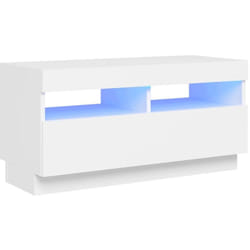 Meuble tv multimédia étagère télévision buffet téléviseur salle à manger salon chambre avec lumières led 80 x 35 x 40 cm blanc