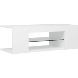 Meuble TV multimédia étagère télévision buffet téléviseur salle à manger salon chambre avec lumières LED 90 x 39 x 30 cm blanc
