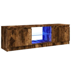 Meuble TV - Non spécifié - 120 cm - Chêne fumé - Éclairage LED - Rangement spacieux