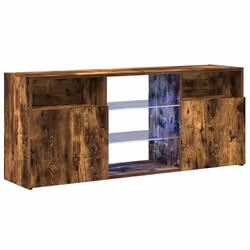 Meuble TV - Non spécifié - 120 cm - Chêne fumé - Éclairage LED - Rangement spacieux