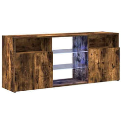 Meuble TV - Non spécifié - 120 cm - Chêne fumé - Éclairage LED - Rangement spacieux