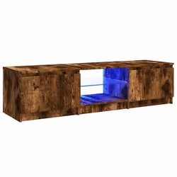 Meuble TV - Non spécifié - 140 cm - Chêne fumé - Éclairage LED RVB - Rangement spacieux