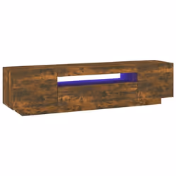 Meuble TV - Non spécifié - 160 cm - Bois dingénierie - Éclairage LED - Chêne fumé