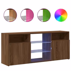 Meuble TV - Non spécifié - 120 x 30 cm - Chêne marron - Éclairage LED - Rangement spacieux