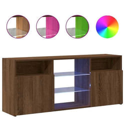 Meuble TV - Non spécifié - 120 x 30 cm - Chêne marron - Éclairage LED - Rangement spacieux