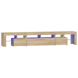 Meuble TV - Non spécifié - Chêne Sonoma - Éclairage LED RVB - Grand espace de rangement - Design contemporain