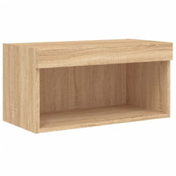 Meuble TV multimédia étagère télévision buffet téléviseur salle à manger salon chambre avec lumières LED chêne sonoma 60 x 30 x 30 cm brun
