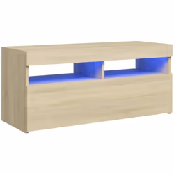 Avec un design à la fois tendance et pratique, ce meuble TV avec éclairage LED deviendra certainement un point central de vot ...