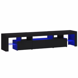 Meuble TV - Non spécifié - 200 x 365 x 40 cm - Bois dingénierie - Lumières LED RVB - Noir