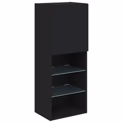 Meuble TV - Non spécifié - Modèle contemporain - Bois dingénierie - Lumières LED RVB - Noir