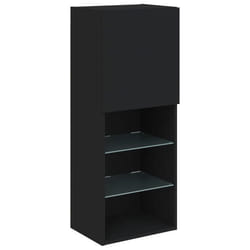 Meuble TV - Non spécifié - Modèle contemporain - Bois dingénierie - Lumières LED RVB - Noir