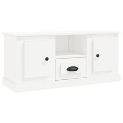 Meuble TV - Bois dingénierie - 100 x 355 x 45 cm - Blanc - Design contemporain - Rangement spacieux